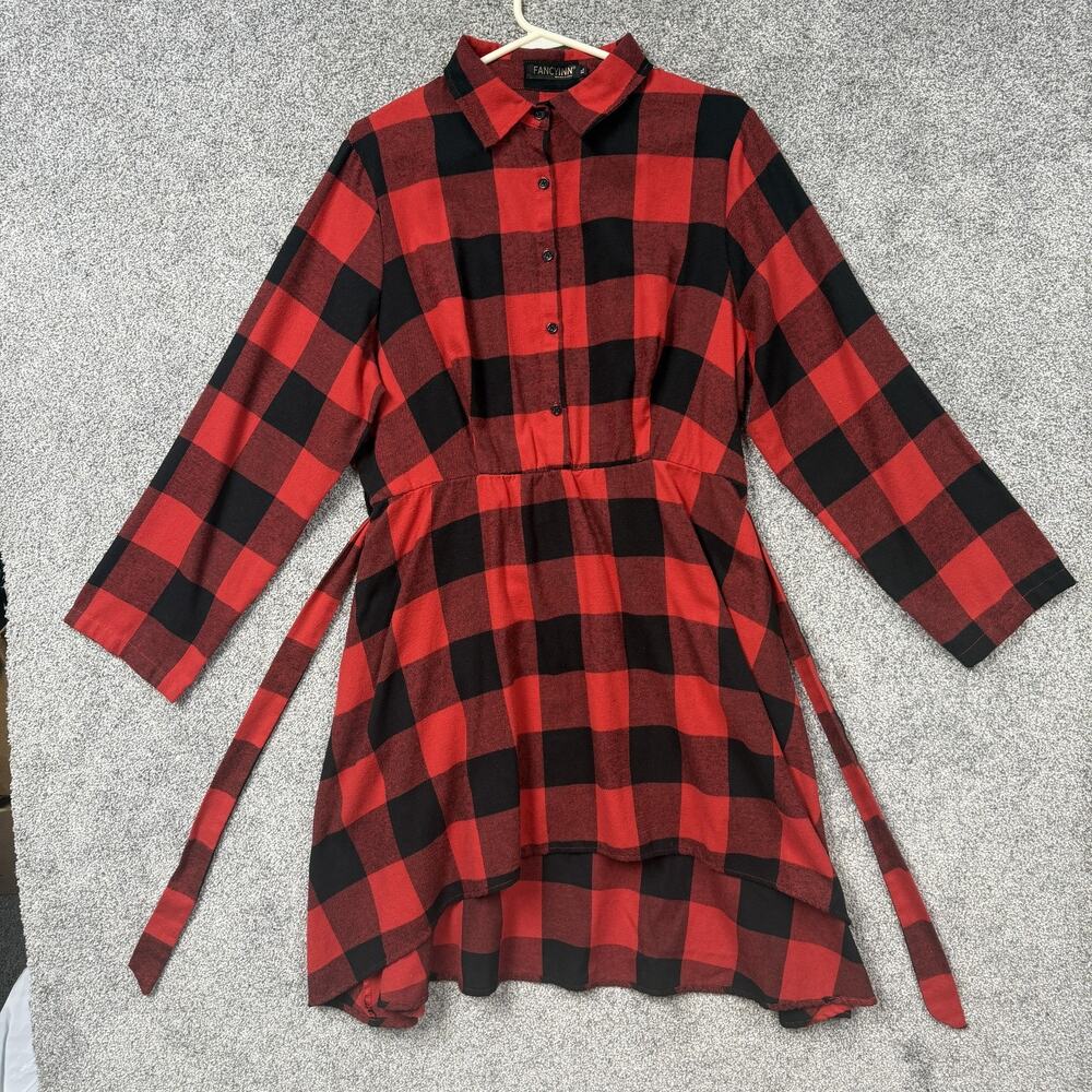 Fancyinn Flannel Shirt Dress XL Dark Country Western Indie Cabincore Streetwear
